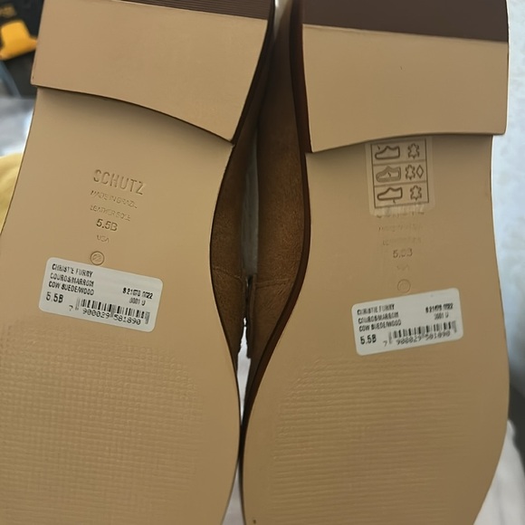 SCHUTZ Tan Flats with Plush Sherpa Lining - Picture 5 of 5